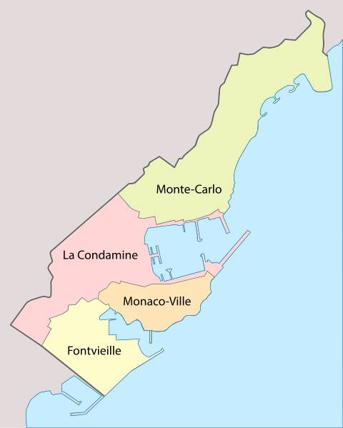 Carte des quartiers de Monaco Carte des quartiers de Monaco