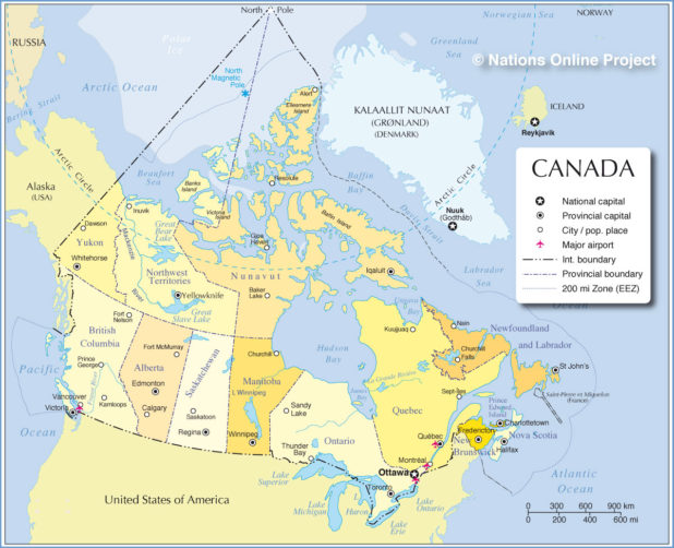 Carte des régions du Canada