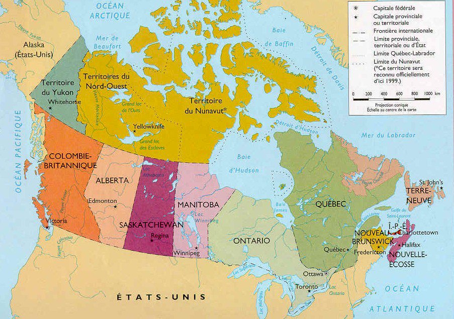 Carte du Canada Cartes des villes, du relief, administrative, régions...