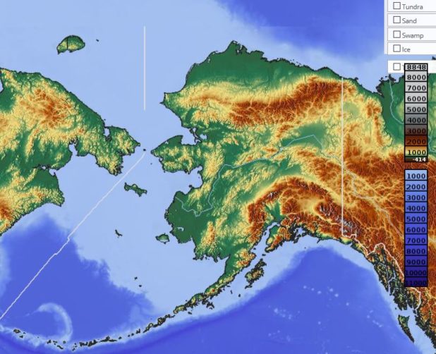 Carte du relief de l'Alaska