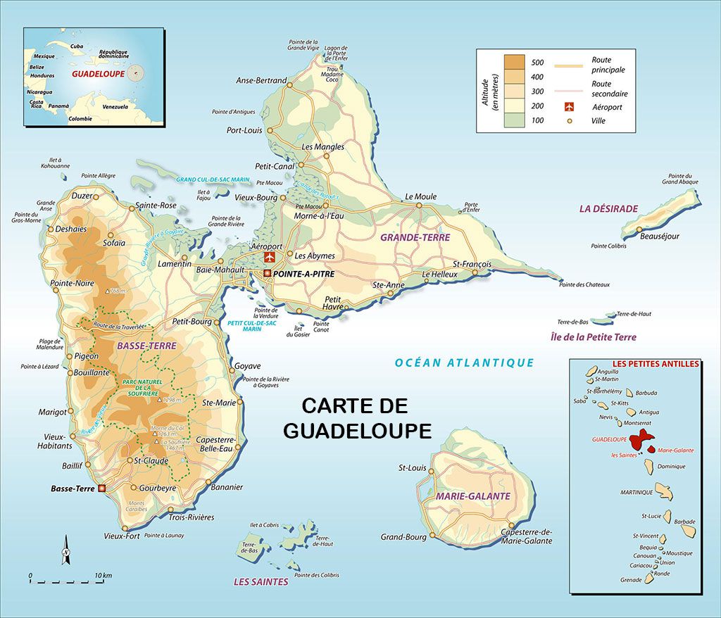 carte des îles de la guadeloupe