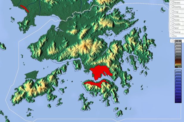 Carte du relief de Hong Kong