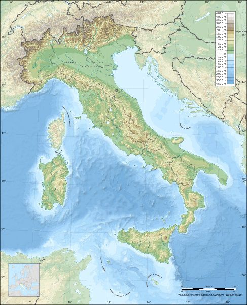 Carte de l'Italie sur le relief Carte de l'Italie sur le relief