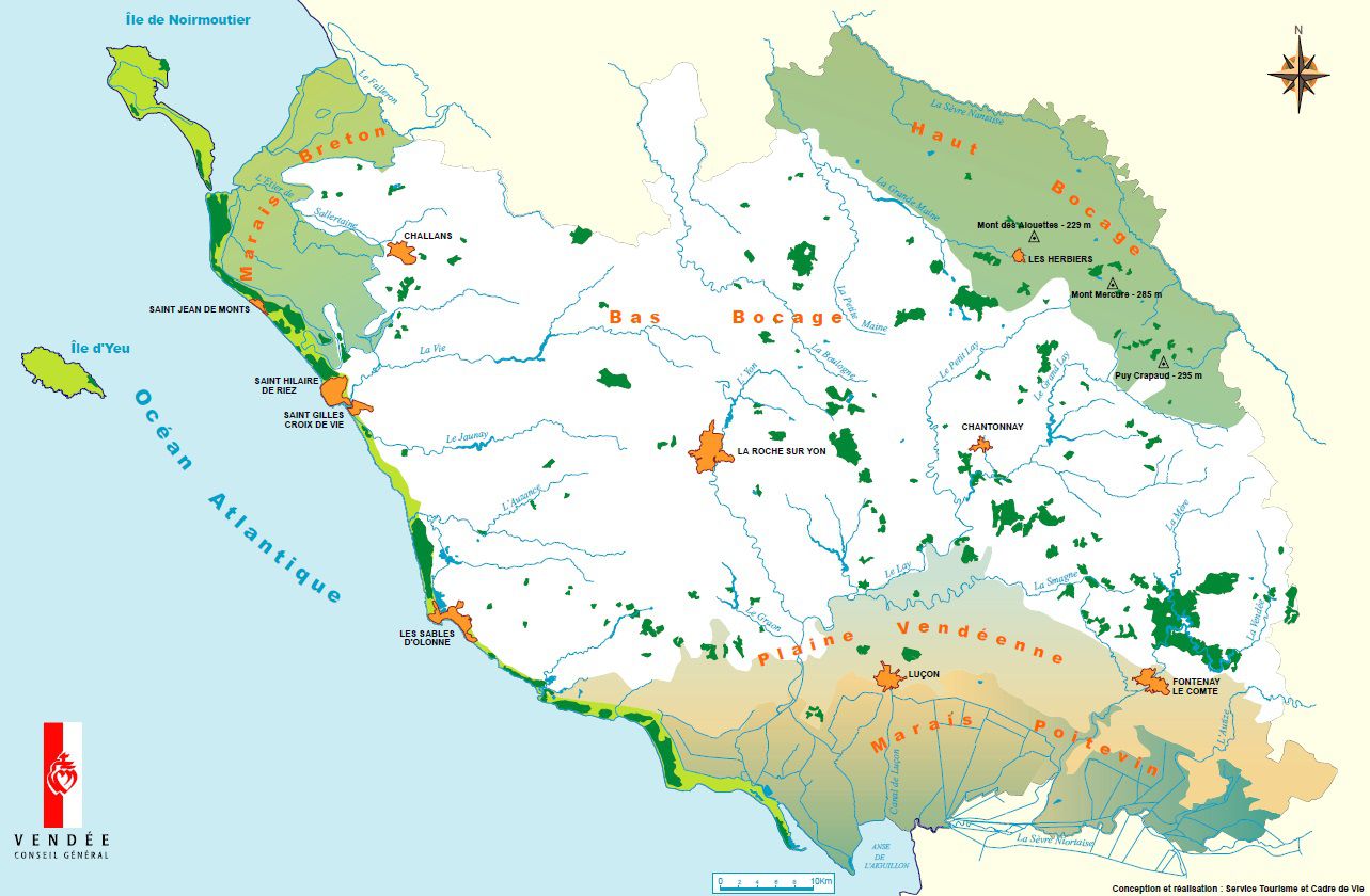 Carte des sites naturels de Vendée Carte des sites naturels de Vendée
