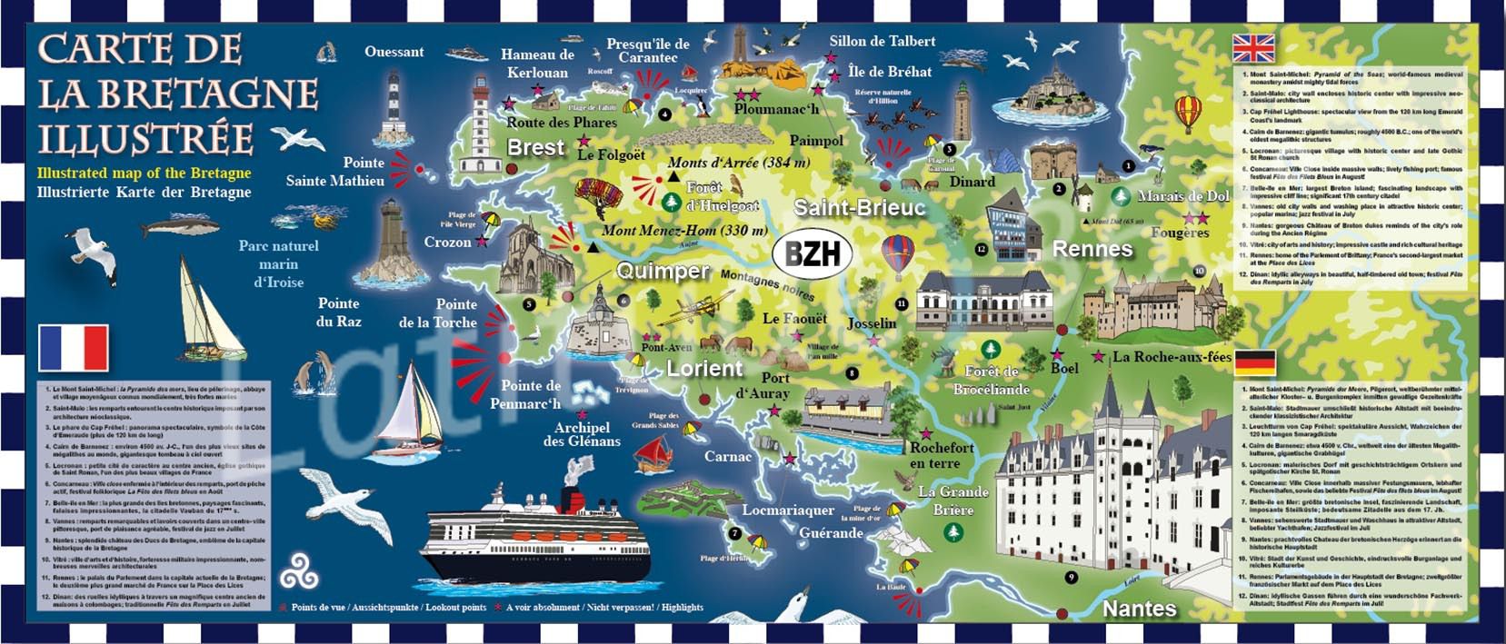 carte bretagne touristique - Image