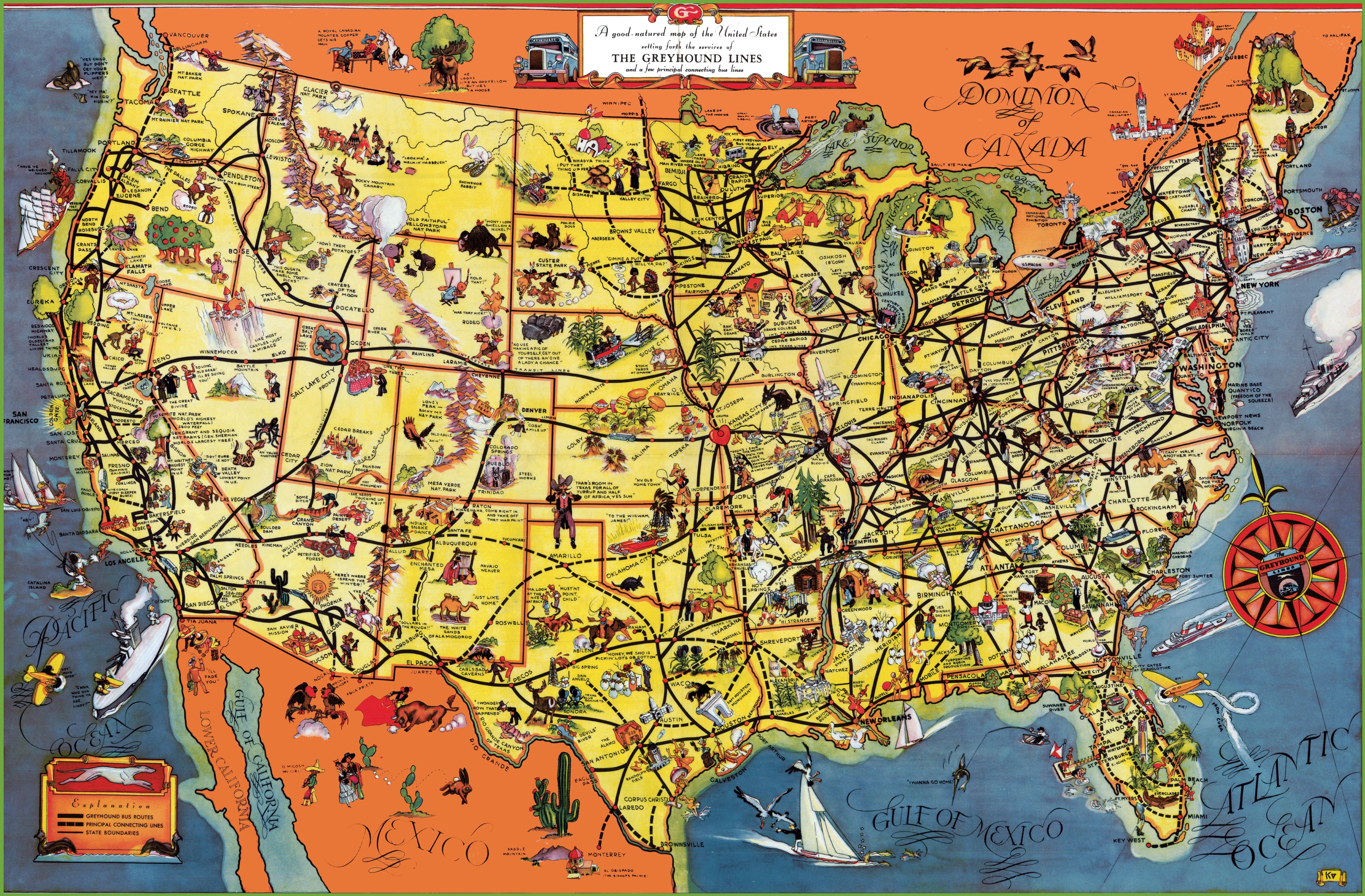Carte des USA (EtatsUnis) Cartes du relief, villes, administratives, politiques, états...