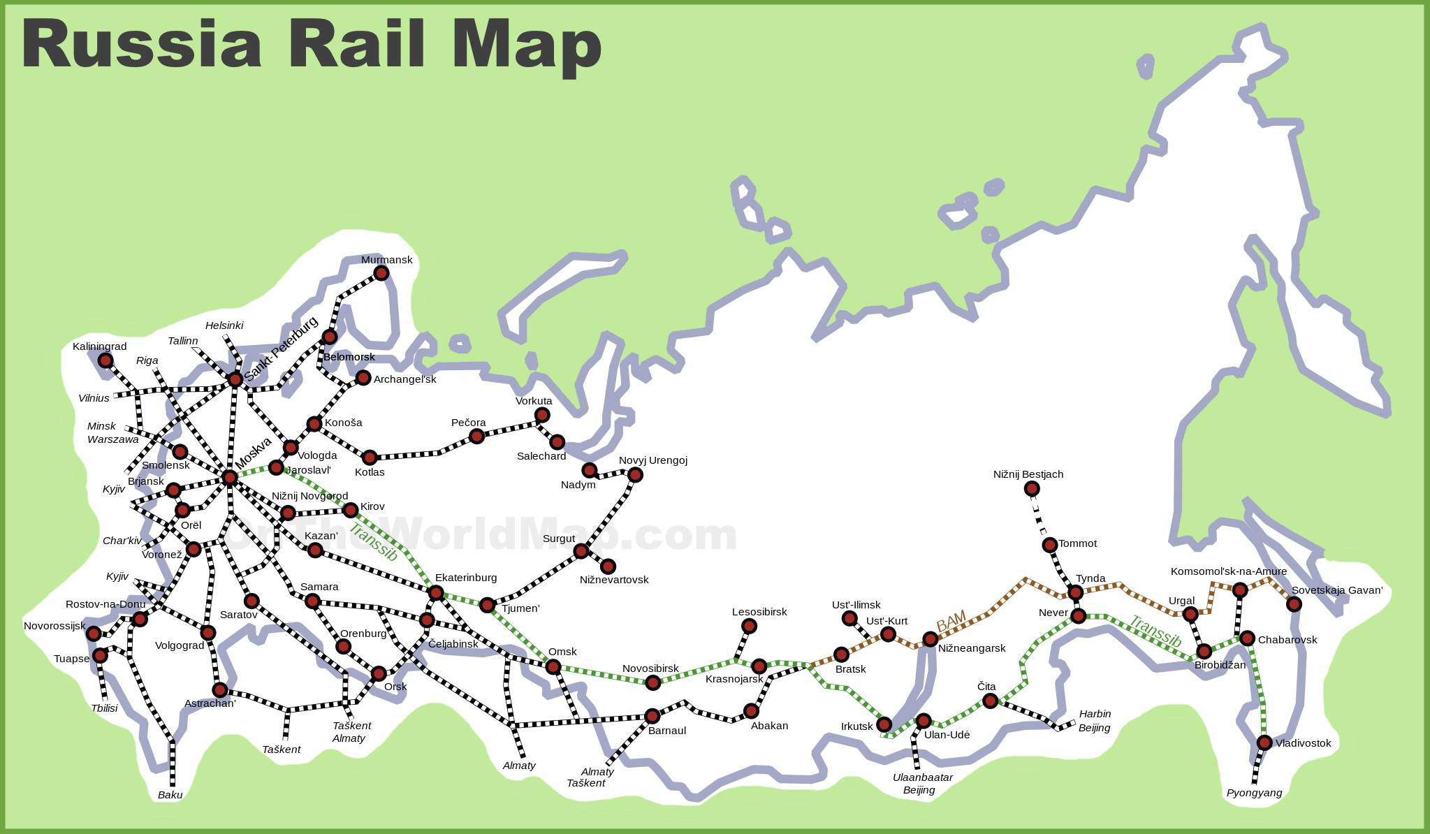 Carte du train en Russie (réseau ferroviaire) Carte du train en Russie (réseau ferroviaire)