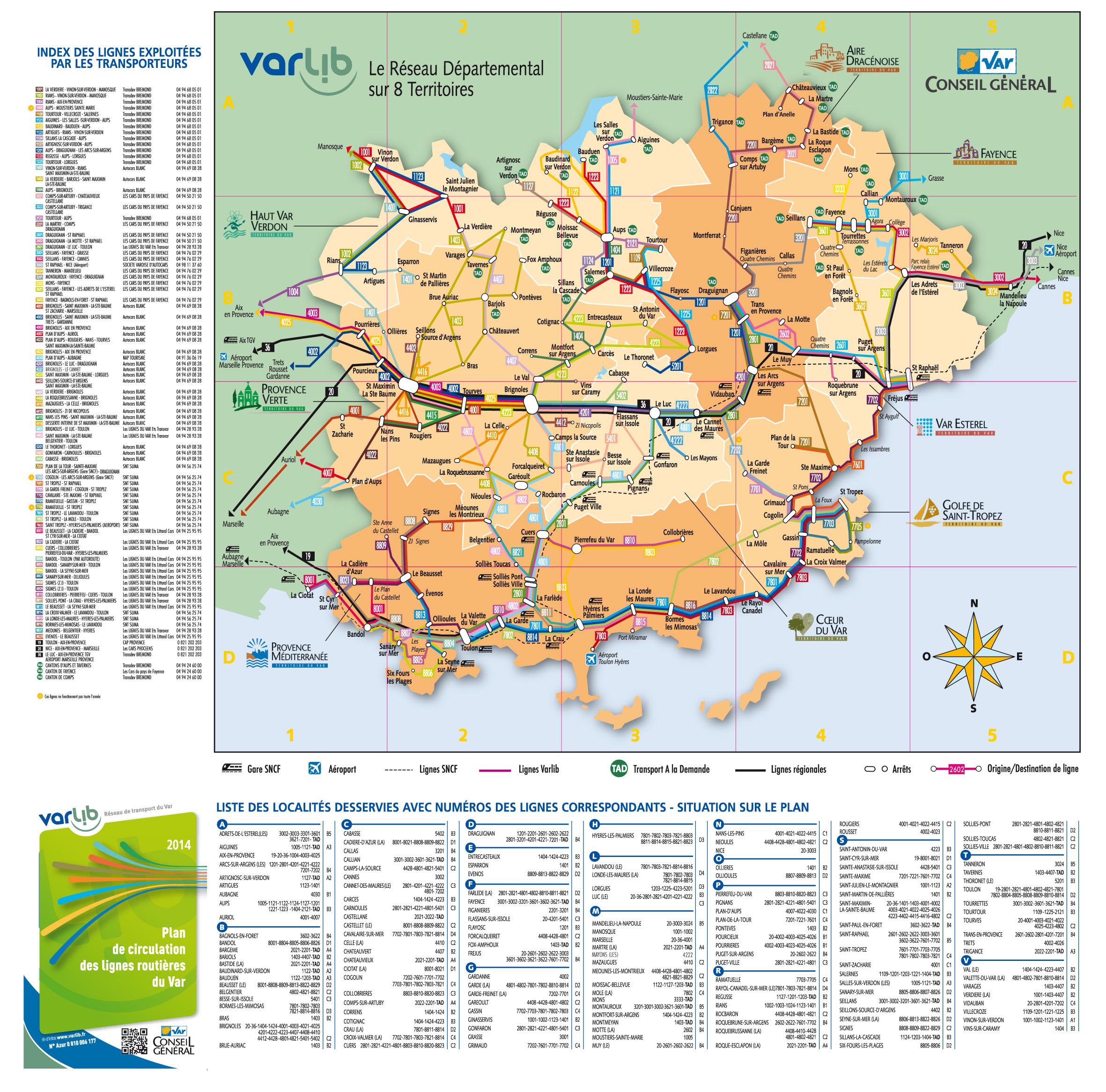 Carte des transports du Var Carte des transports du Var