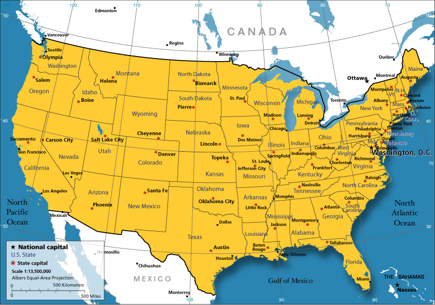 CARTE DES USA AVEC GRANDES VILLES