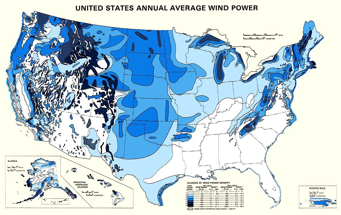 Carte des vents aux USA (Etats-Unis) Carte des vents aux USA (Etats-Unis)