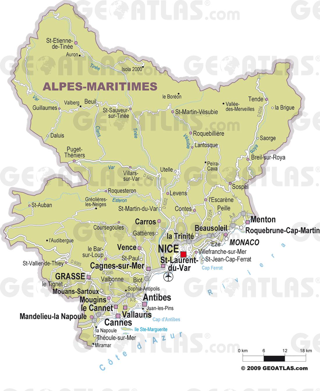 Carte des Alpes-Maritimes - Cartes et plans du département