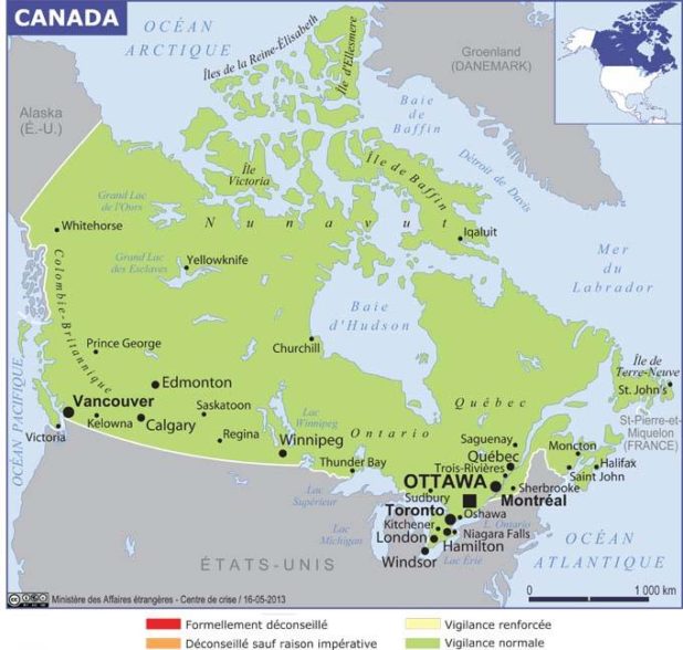 Carte des villes du Canada