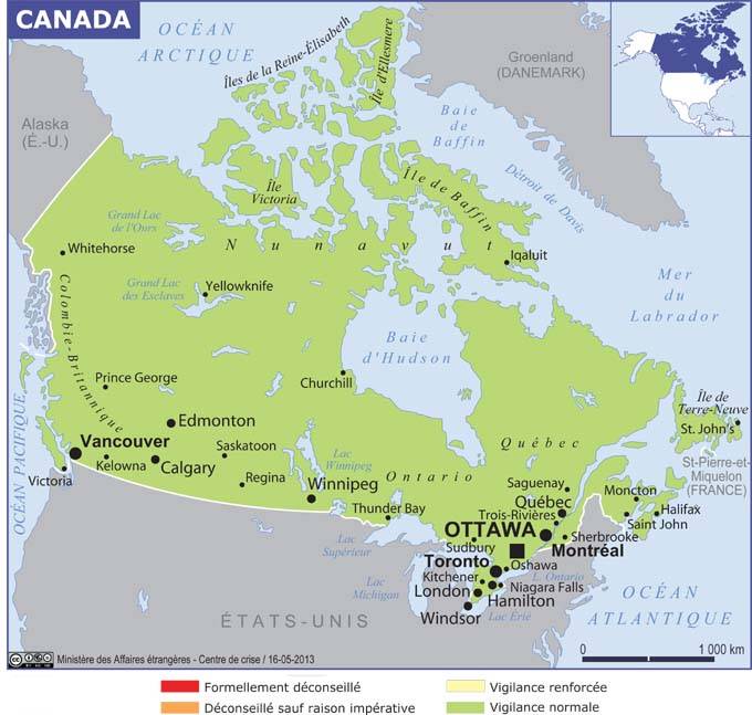 carte du canada avec villes