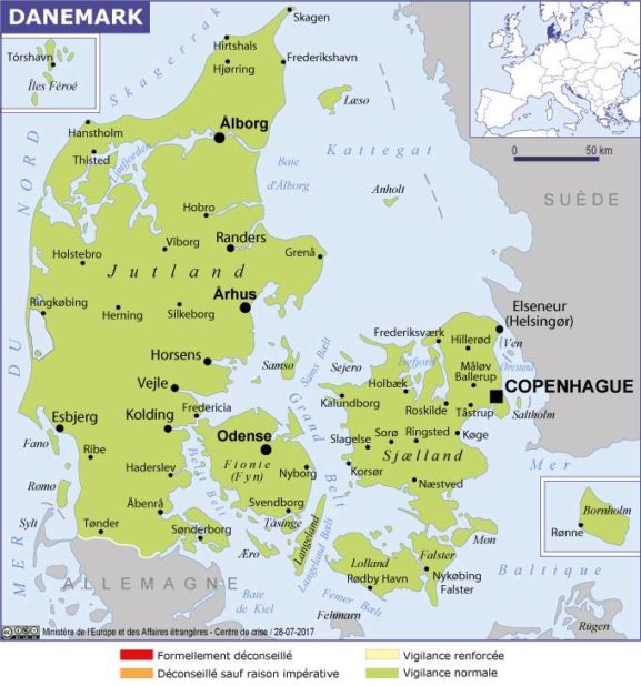 Carte des villes du Danemark