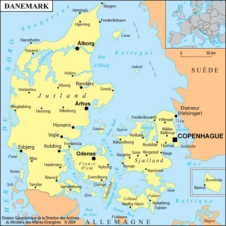 carte du danemark - Image