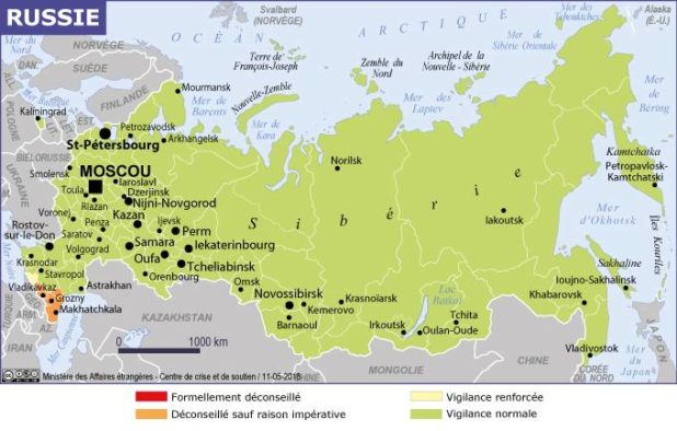 Carte des villes de Russie