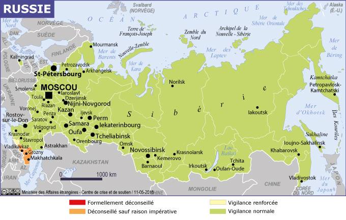 carte de russie avec les villes