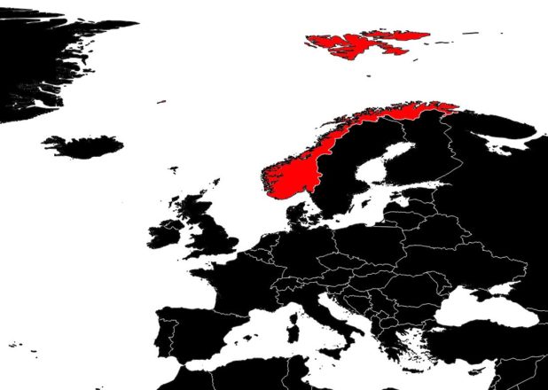 Norvège sur une carte d'Europe