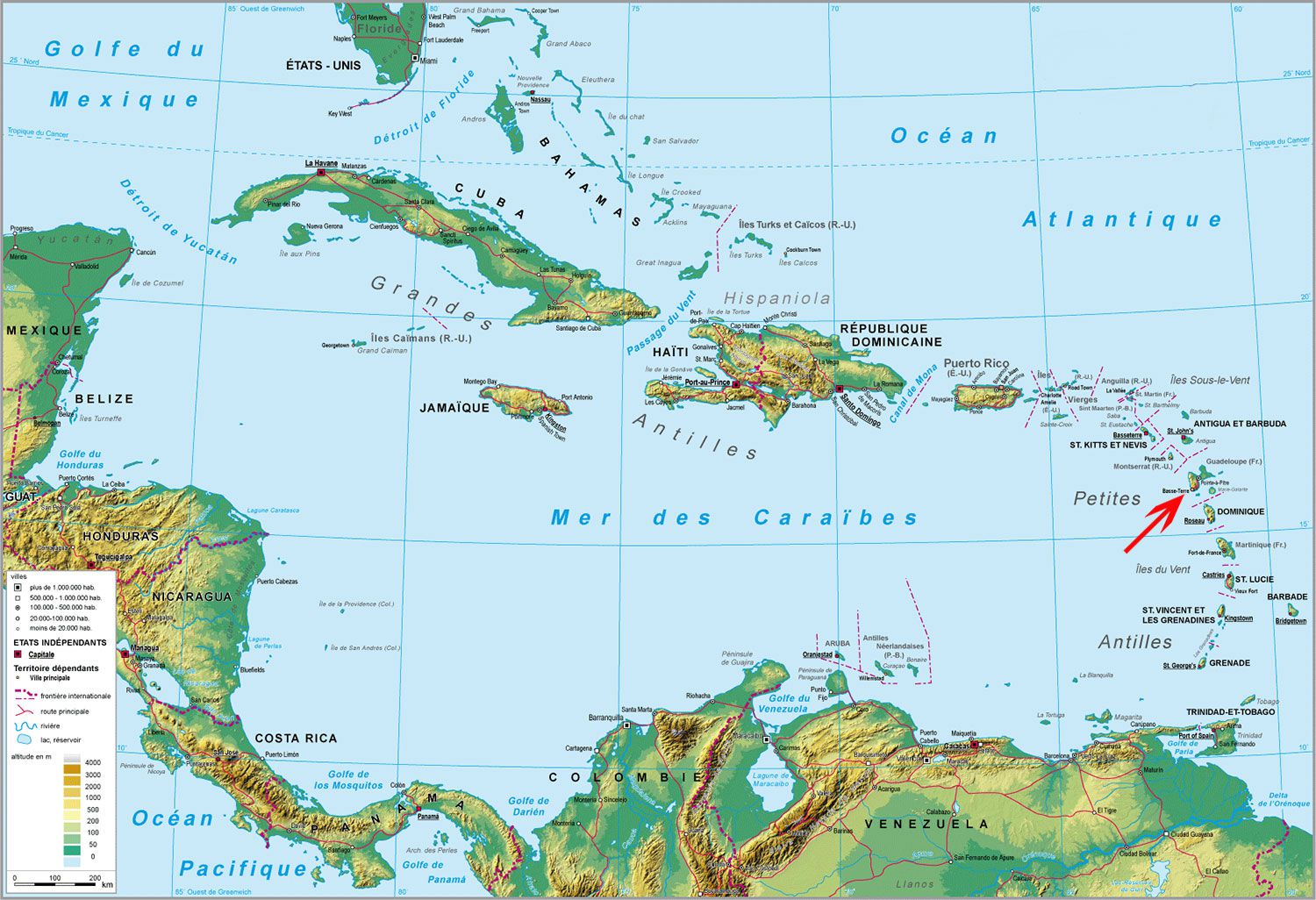 Carte de la Guadeloupe Carte du département et de la région