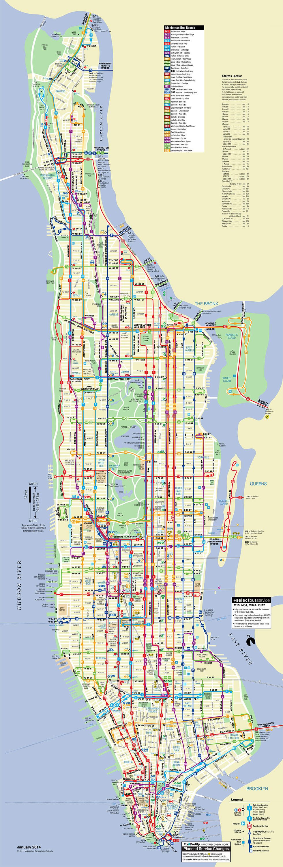 Carte de New York - Cartes et plans des bus, métro, sites touristiques...