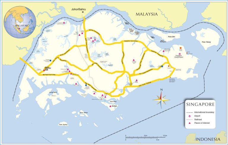 Carte de Singapour Cartes du relief touristique ville Carte de Singapour Cartes du relief touristique ville