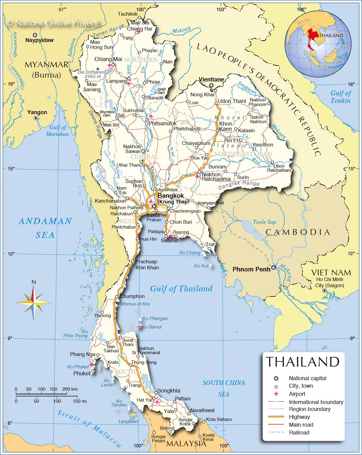 carte de la thaïlande