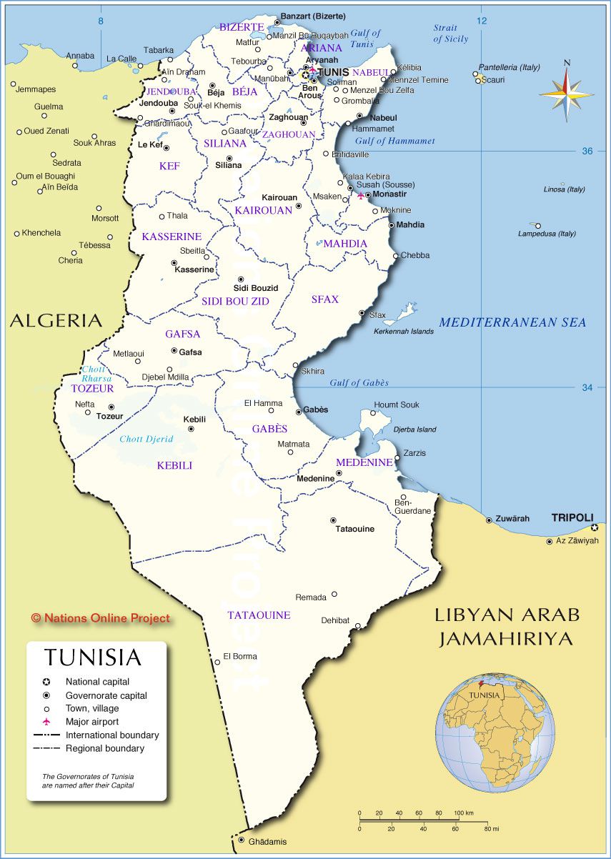 carte de la tunisie