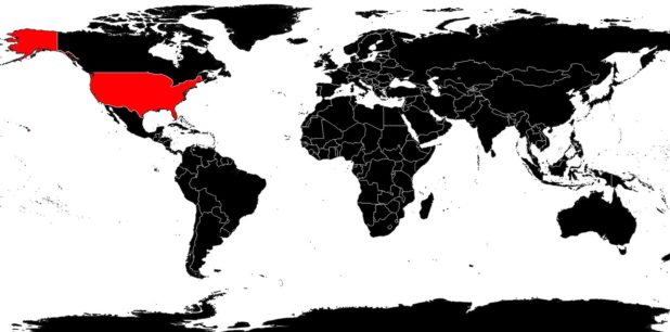 USA (États-Unis) sur une carte du monde