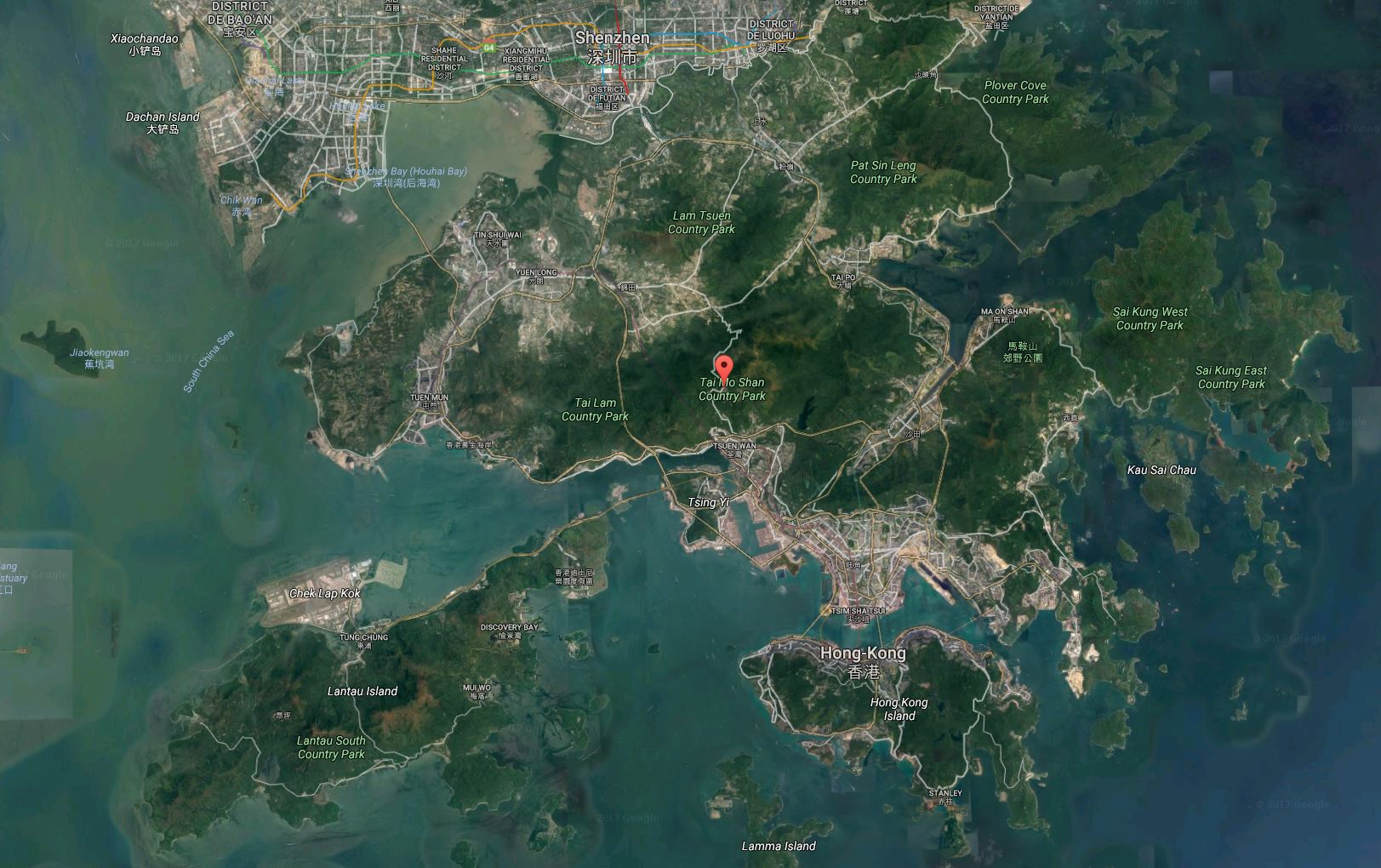 Vue satellite de Hong Kong