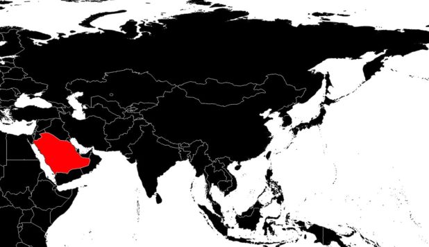 Arabie Saoudite sur une carte d'Asie