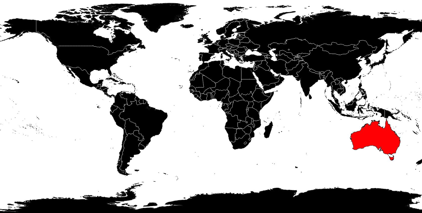 australie dans la carte du monde