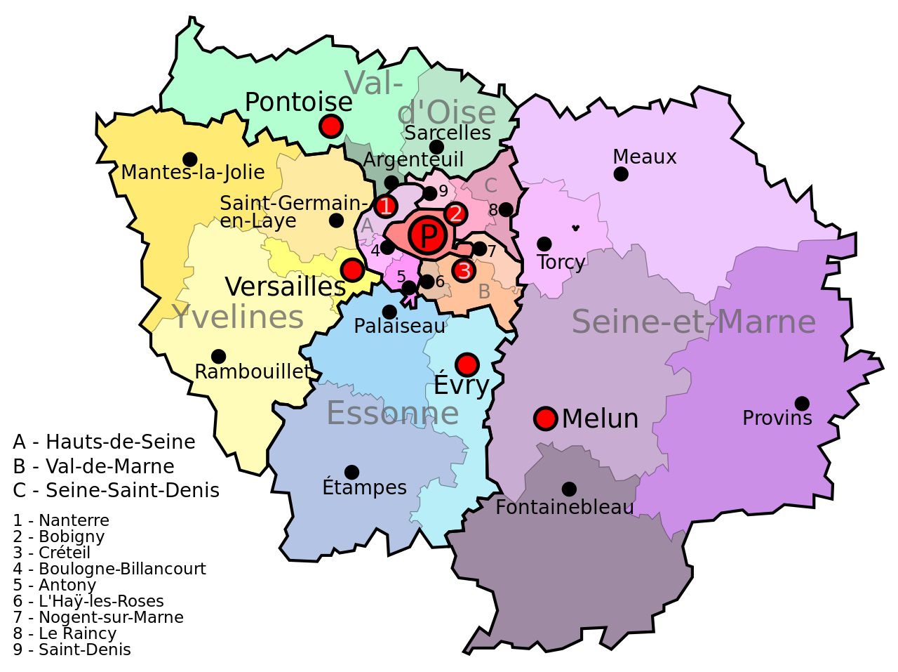 Carte Ile de France détaillée