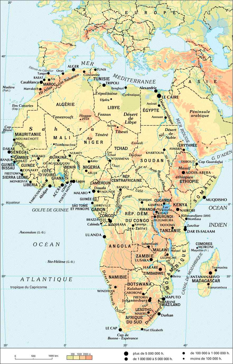 Carte interactive d'Afrique Fleuves et lacs d'Afrique. Où ...