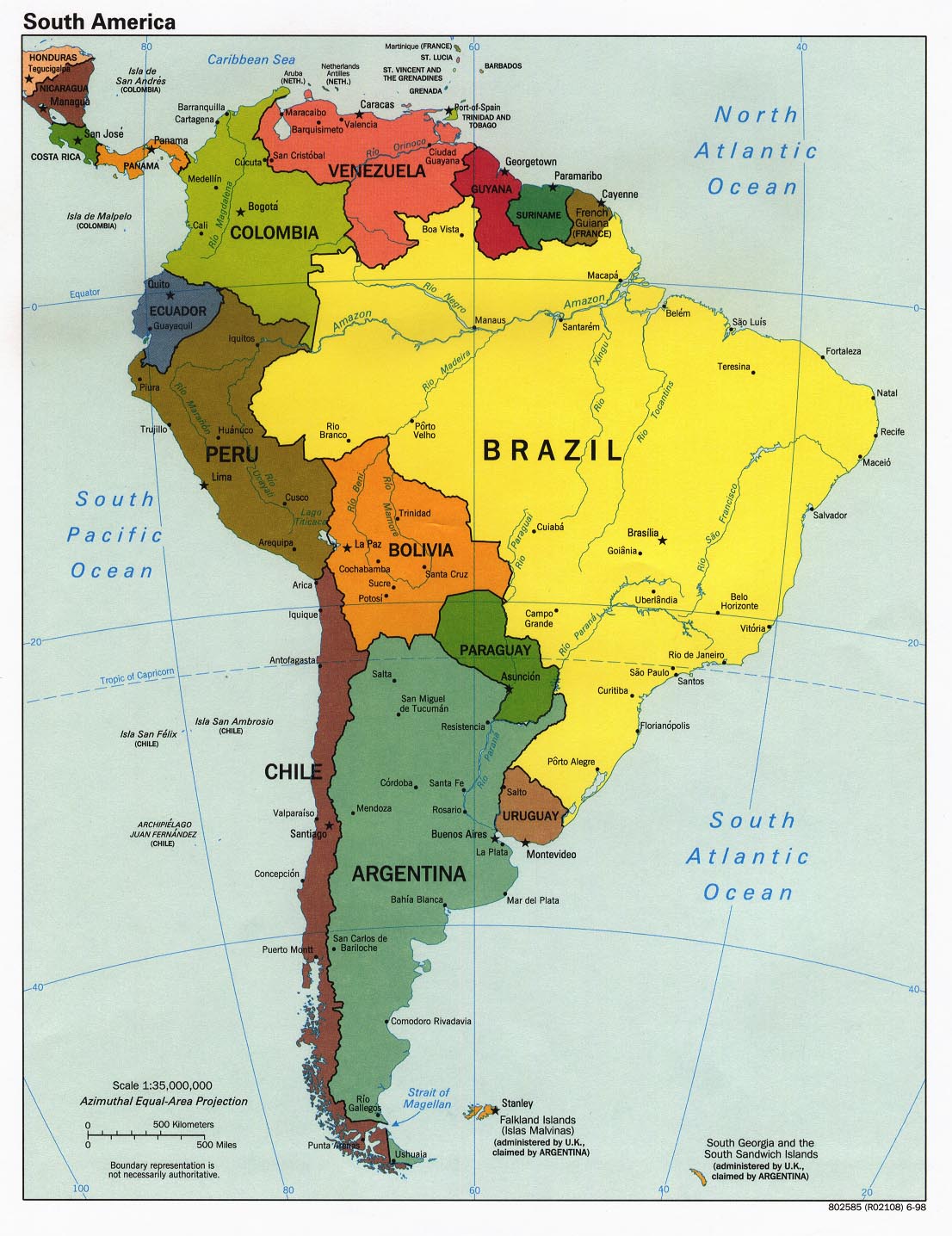 Carte administrative de l'Amérique du Sud Carte administrative de l'Amérique du Sud