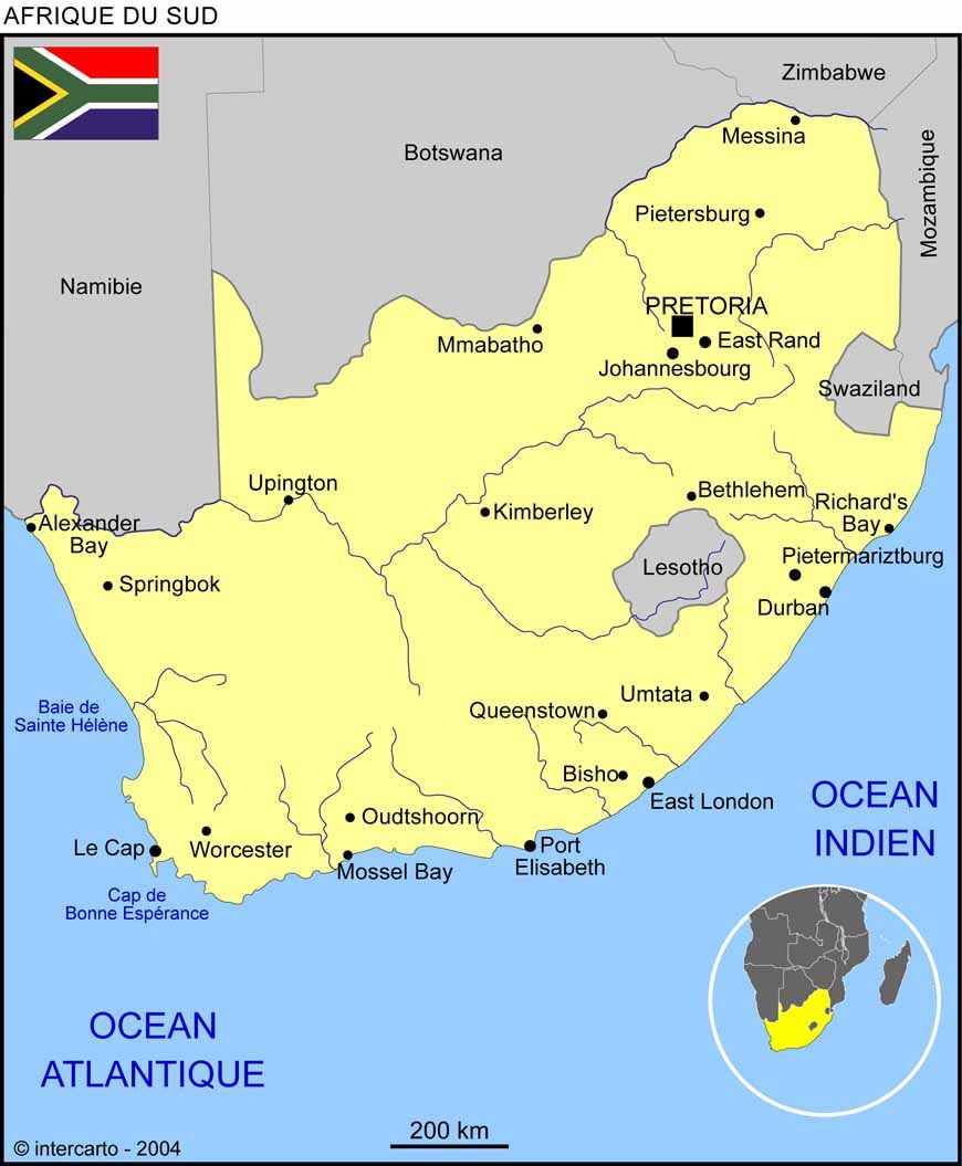  Carte  de l Afrique  du Sud  Afrique  du Sud  carte  sur le 