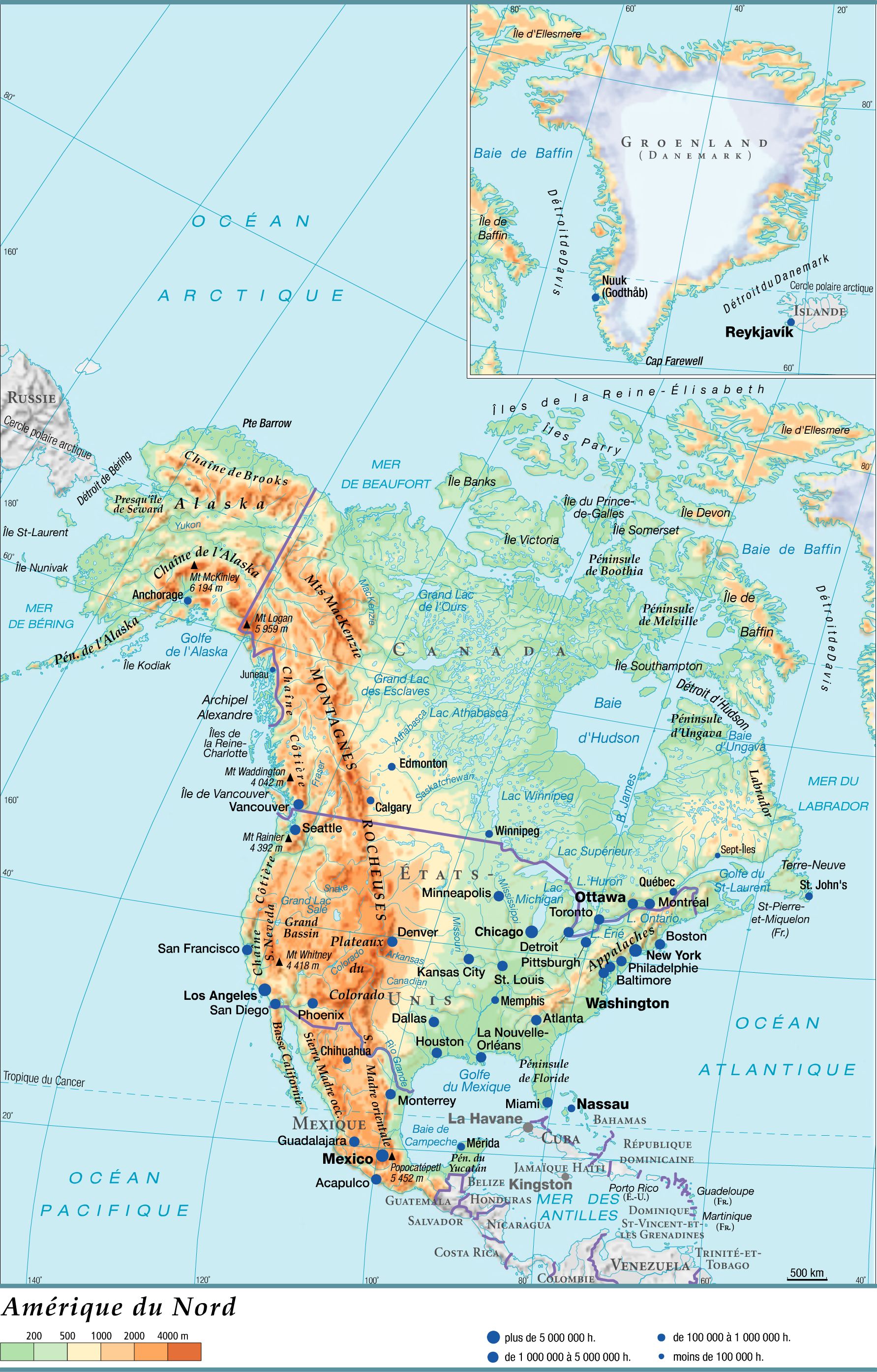 Carte Amérique du Nord et Centrale - Politique Carte Amérique du Nord et Centrale - Politique