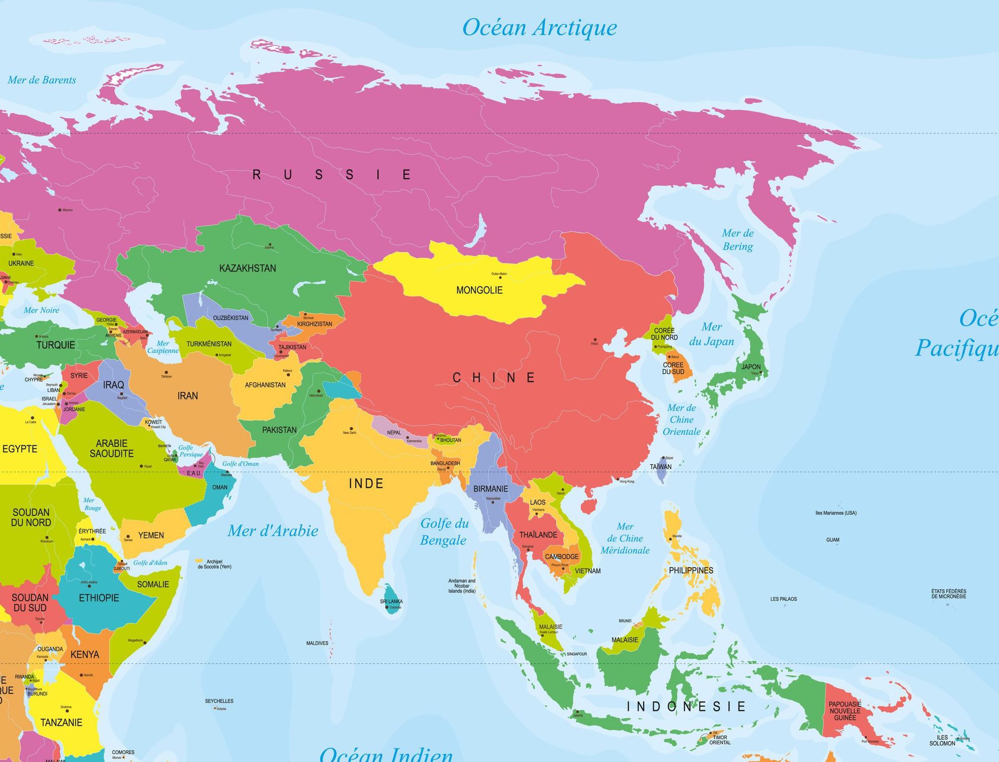 carte asie ouest