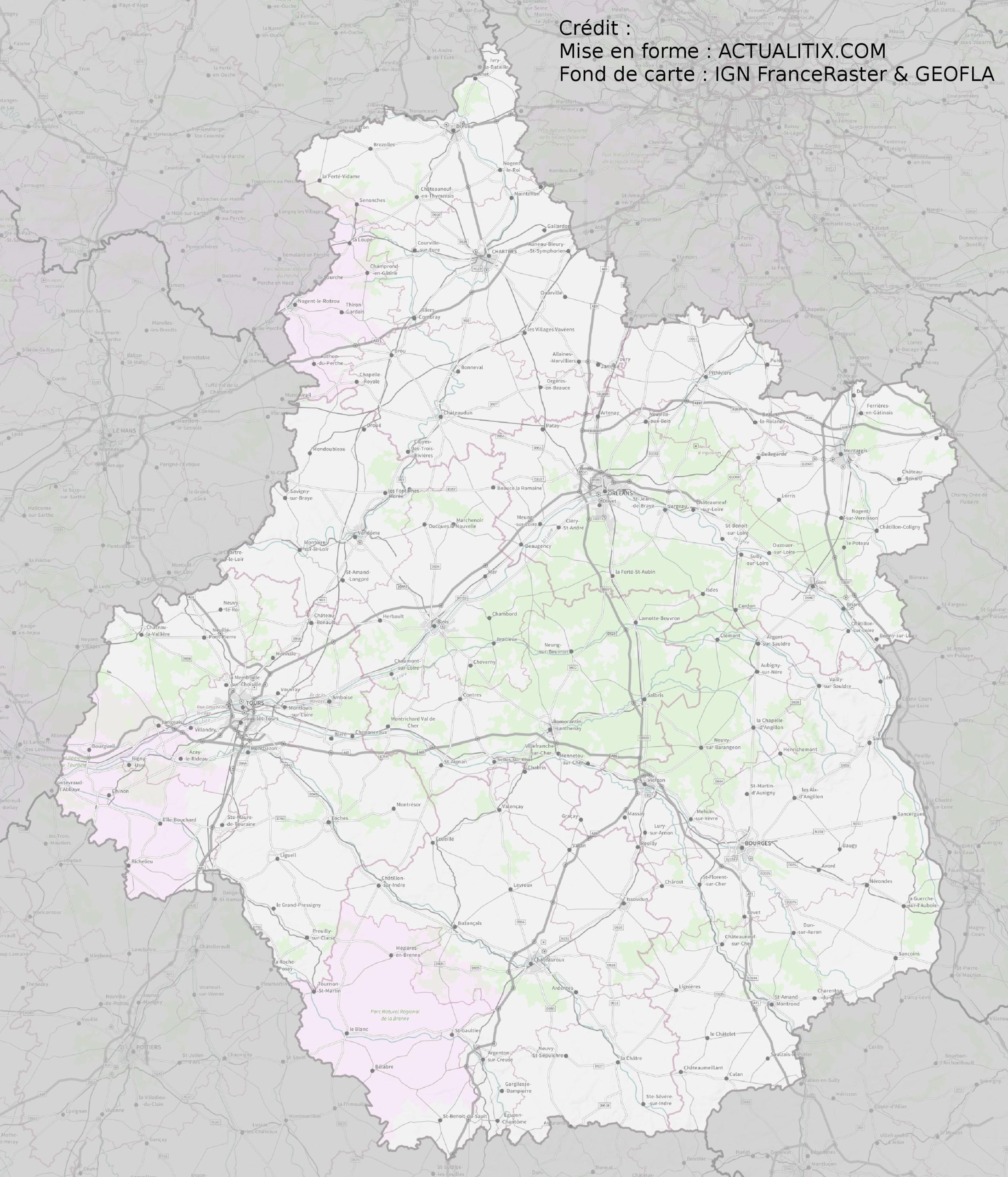 carte region loiret et eure et loir