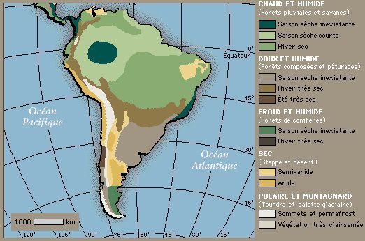 Carte du climat en Amérique du Sud Carte du climat en Amérique du Sud