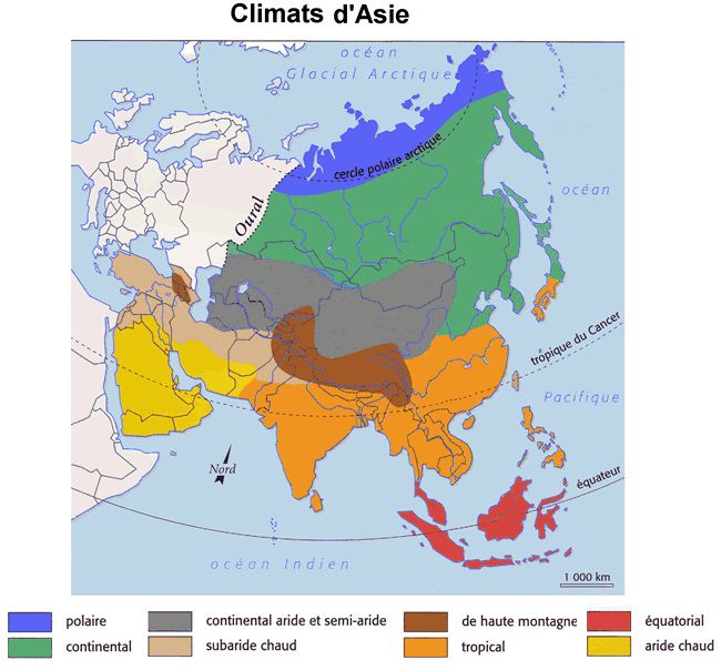 Carte du climat en Asie Carte du climat en Asie