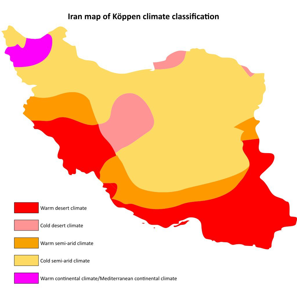 Carte du climat en Iran Carte du climat en Iran