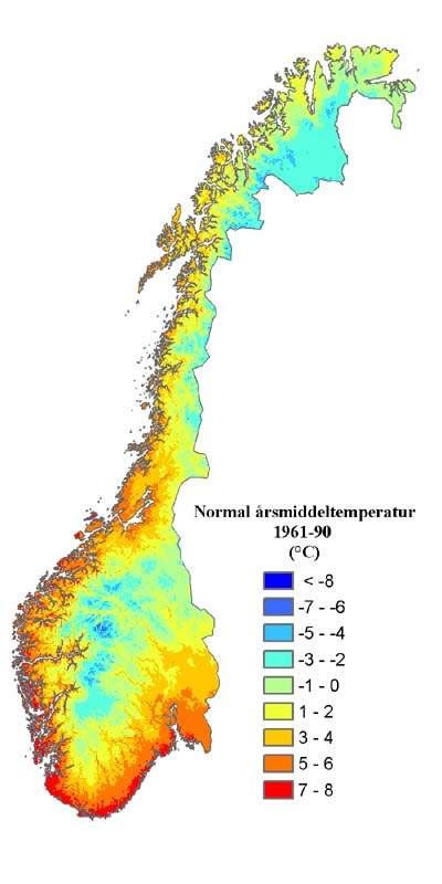 Carte du climat en Norvège (températures) Carte du climat en Norvège (températures)