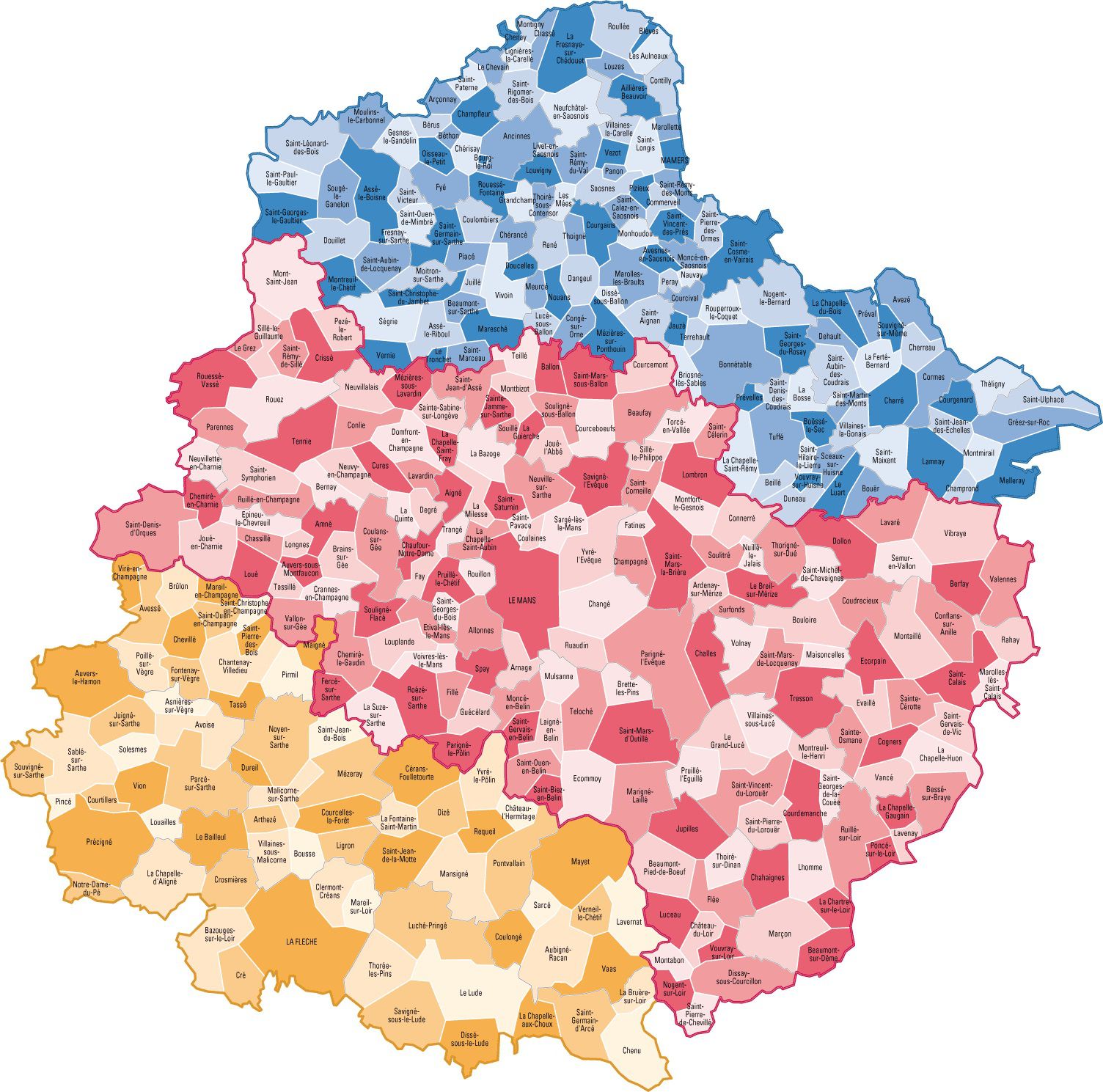 Carte Des Cantons De La Sarthe Carte de la Sarthe - Sarthe carte des villes, communes, relief, sites
