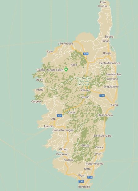 Carte détaillée de la Corse