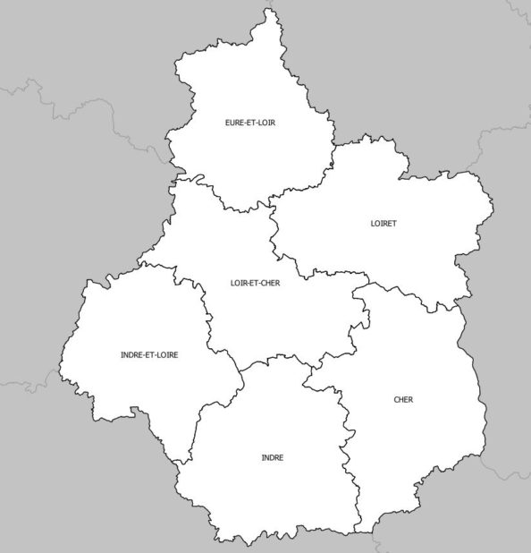 Carte des départements du Centre-Val de Loire