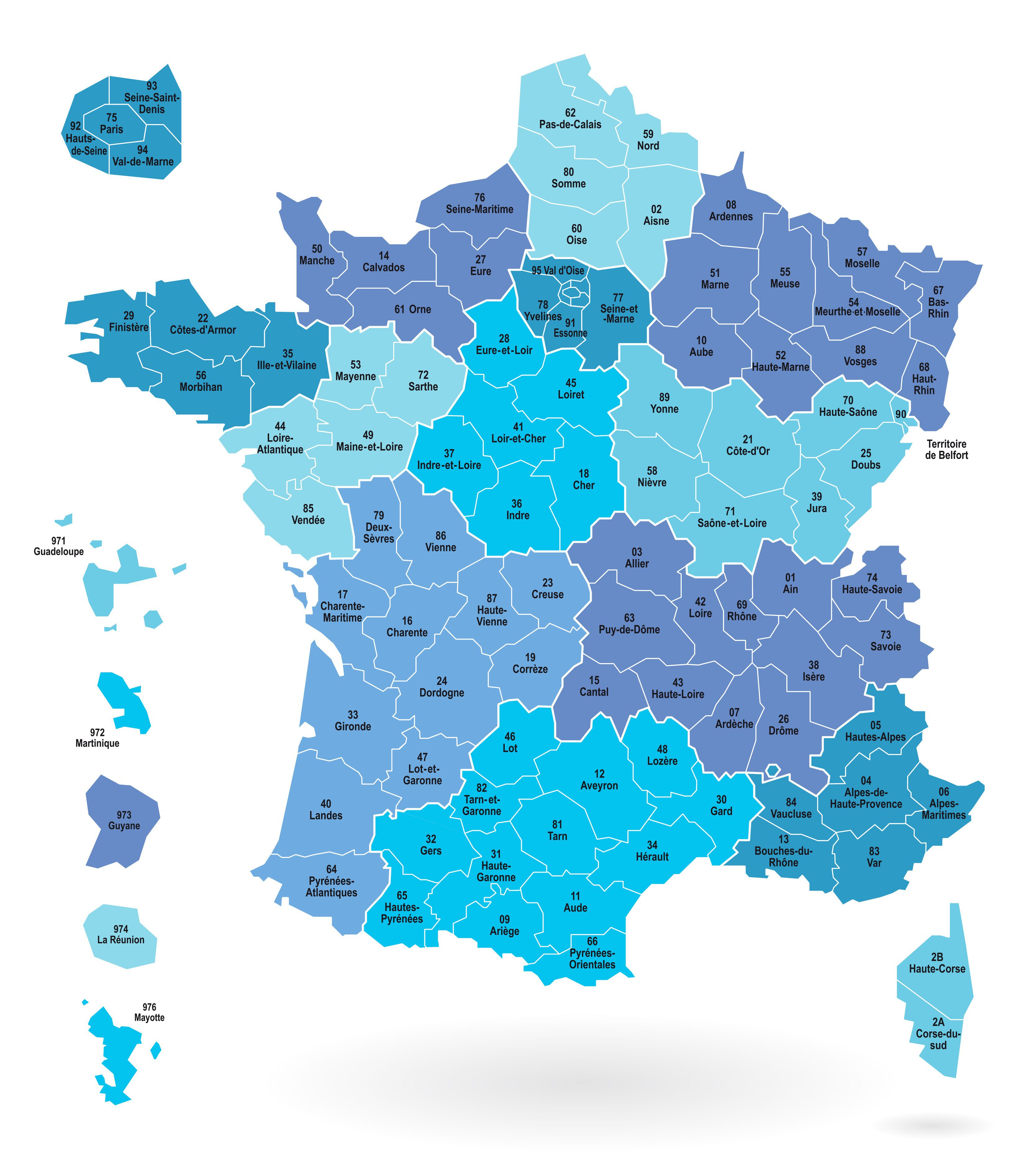 carte des departements france