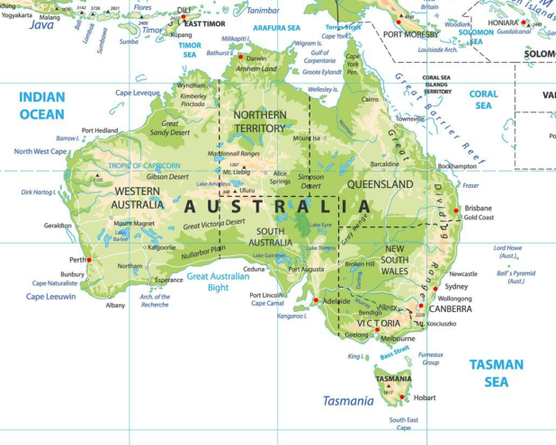 Carte détaillée de l'Australie