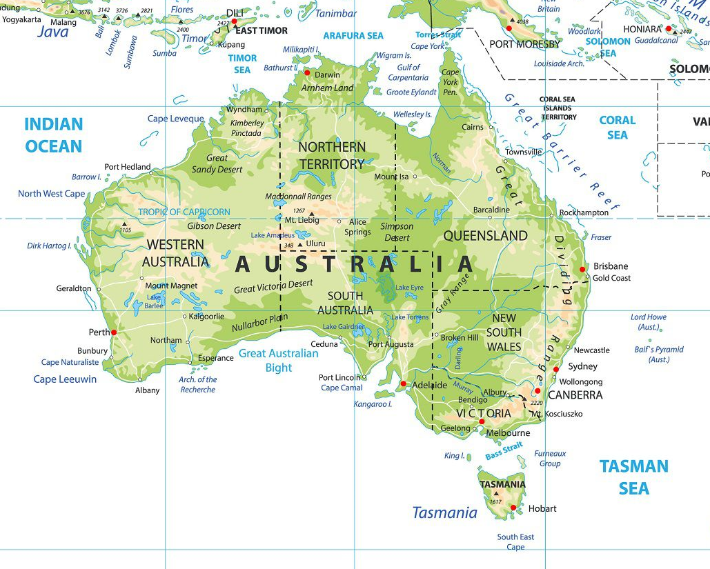 carte détaillée de l australie