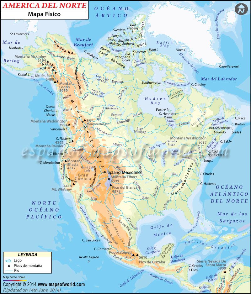 Carte des fleuves en Amérique du Nord et Centrale Carte des fleuves en Amérique du Nord et Centrale