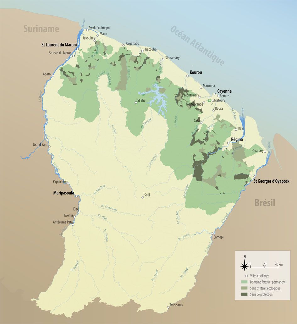 Carte forêt de la Guyane française Carte forêt de la Guyane française